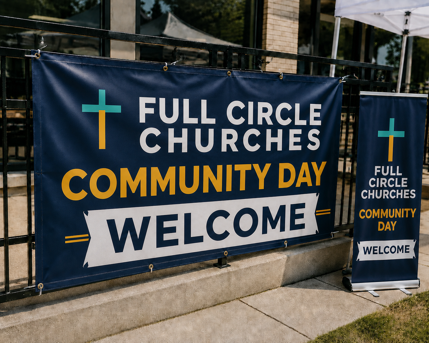 Full Circle Churches community day welcome banners